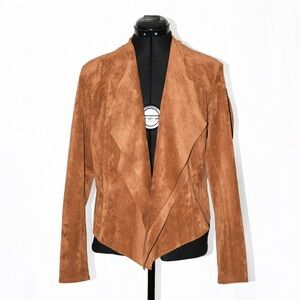 Asymmetric lapel suede jacket